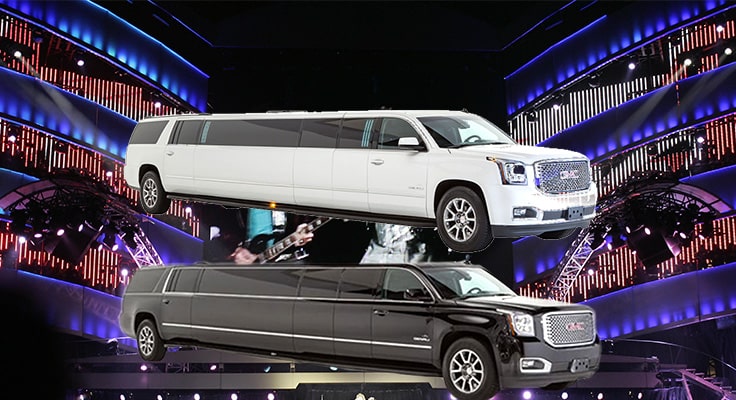 collage symbolizing concert limo service