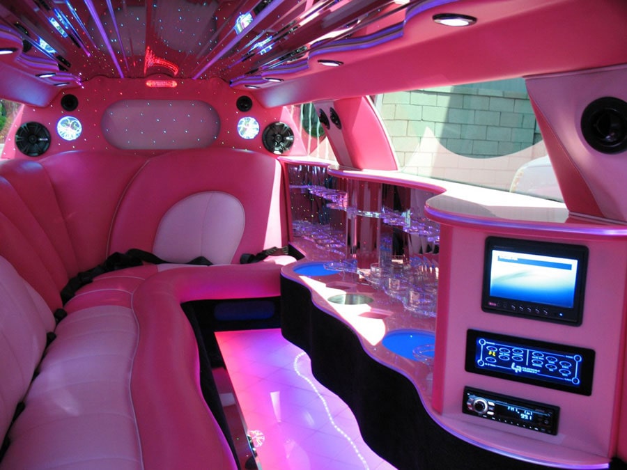 image of pink limo interior for birthday party