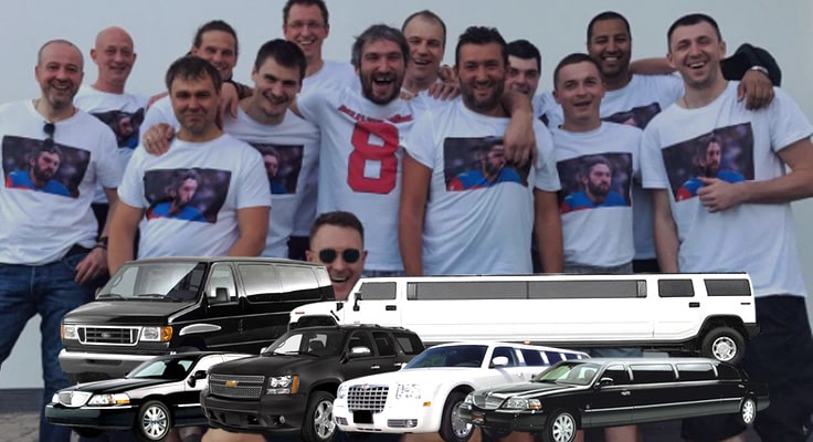 image is showing bachelor party with limos