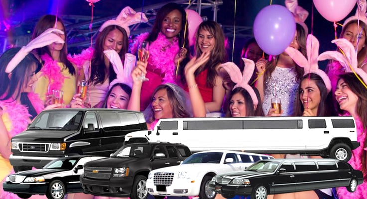 image of bachelorette party with limos