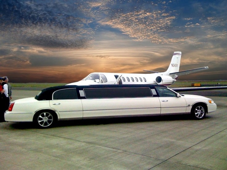 image is showing white Limousine in Burbank airport