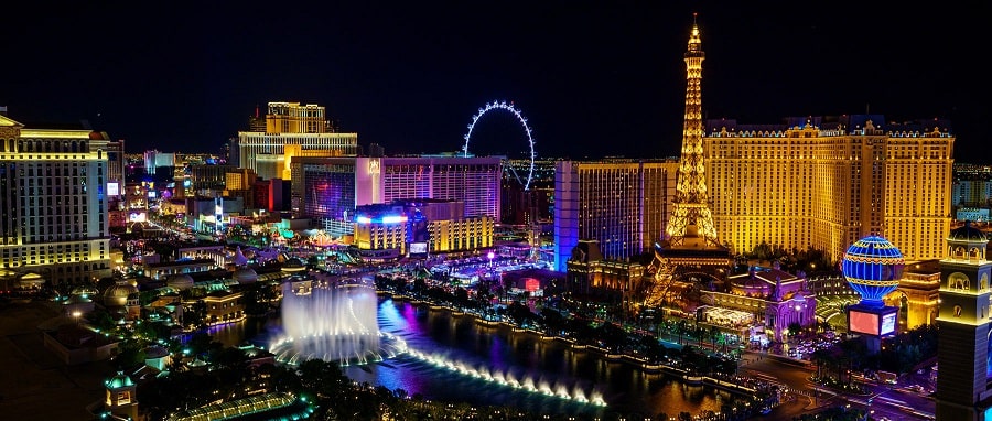 image is showing Las Vegas City at night time