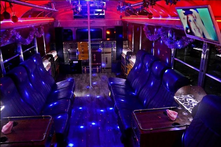 image is showing a party bus in San Francisco