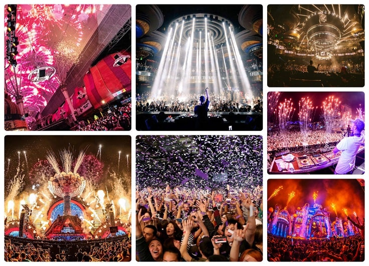 image is showing collage about concerts in Las Vegas