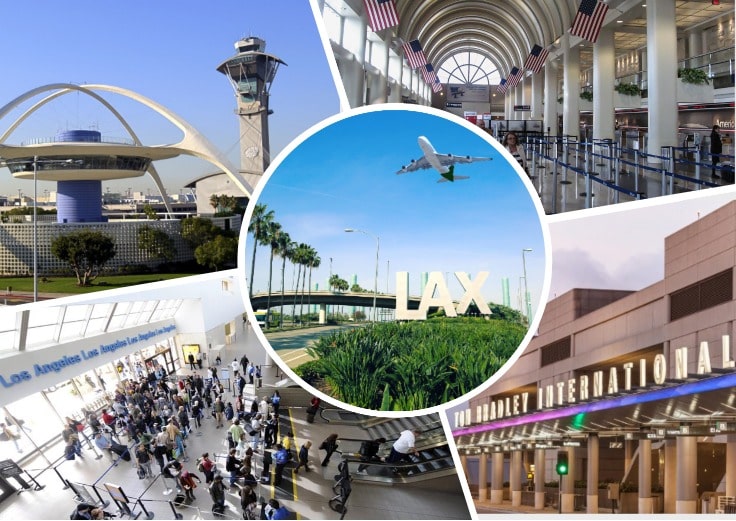 image is showing collage about LAX with different views