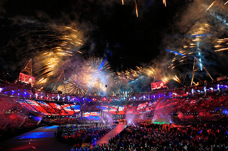 image is showing Sporting Event with fireworks