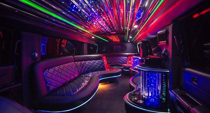 image is showing a limo interior