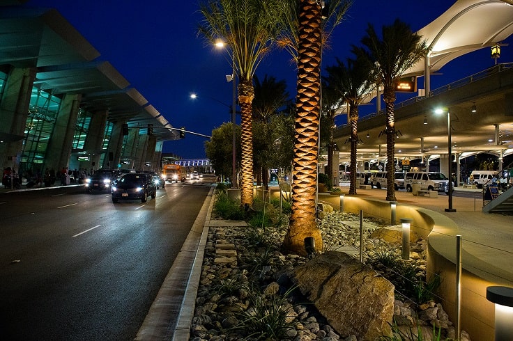 image is showing airport LAX at night