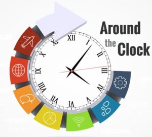 image is showing sign Around the clock guarantee sign