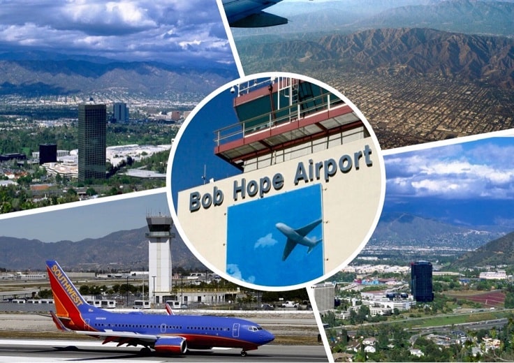 image is showing collage about Burbank airport view