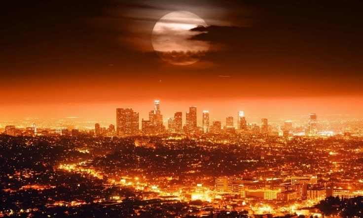 image is showing Los Angeles City at night time