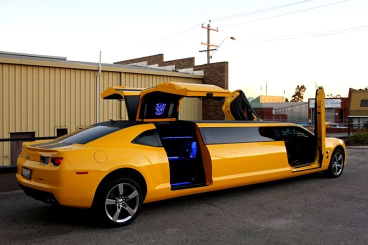 image is showing yellow Camaro Limousine