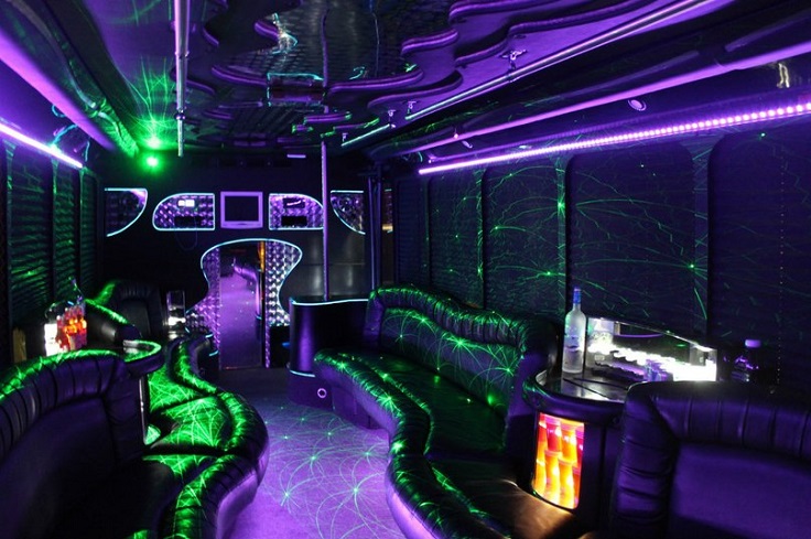 image is showing a party bus in California