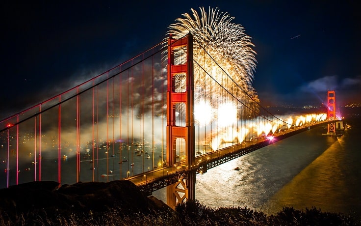 image is showing San Francisco City at night time