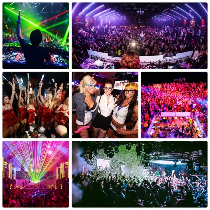 image is showing collage about limo party in Los Angeles City at night time