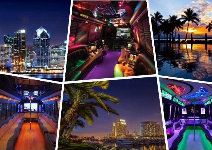 image is showing collage about San Diego City at night time