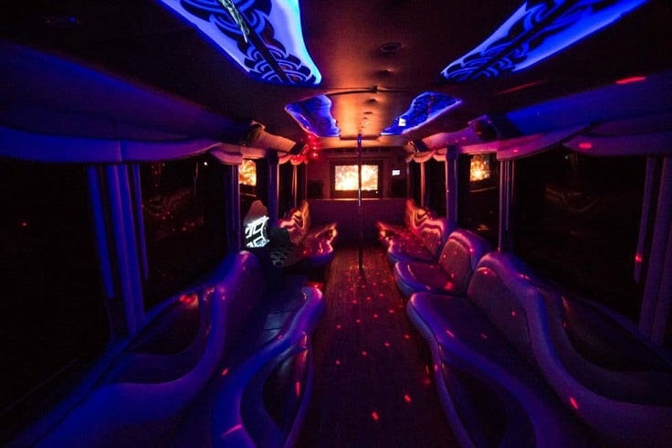 image is showing a party bus in San Francisco