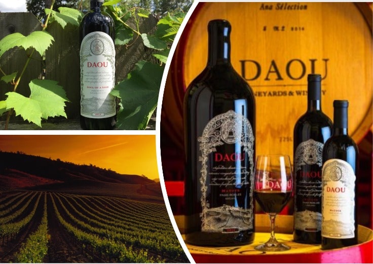 image is showing collage of bottles of wine in Daou Vineyards, California