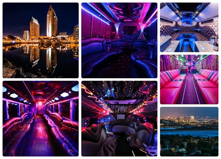 image is showing collage about San Diego City at night time