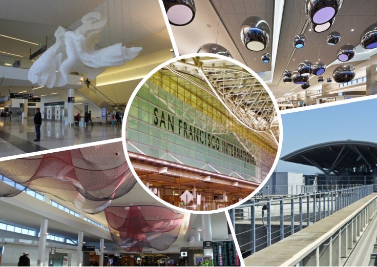 image is showing collage about SFO airport and limousines