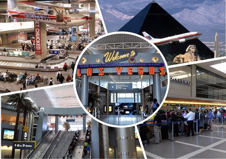 image is showing collage about Las Vegas airport