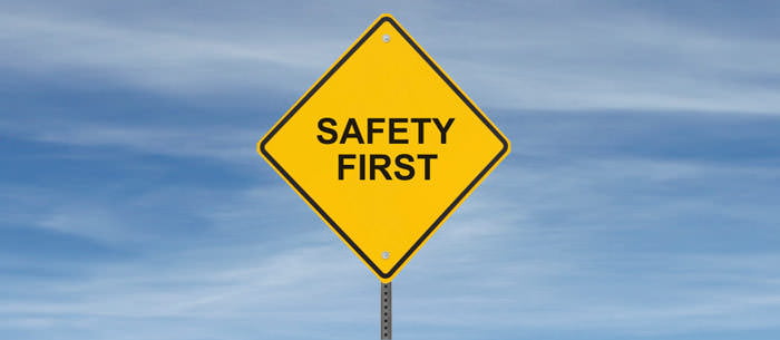 image is showing sign Safety first