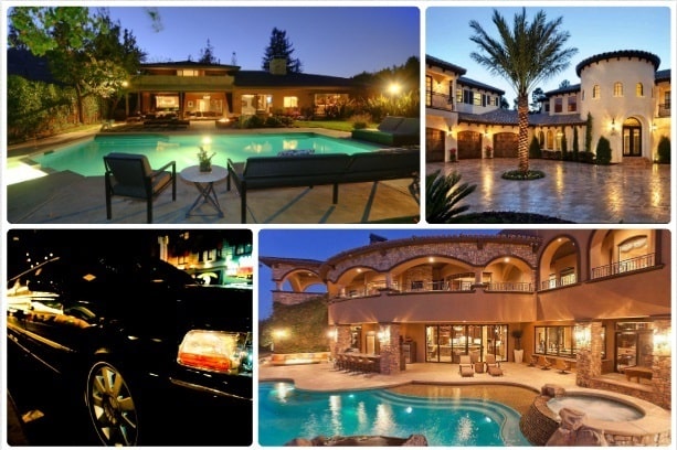 image is showing a collage about encino views and black limo