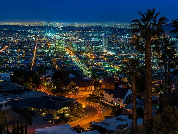 image is showing a Glendale view at night time