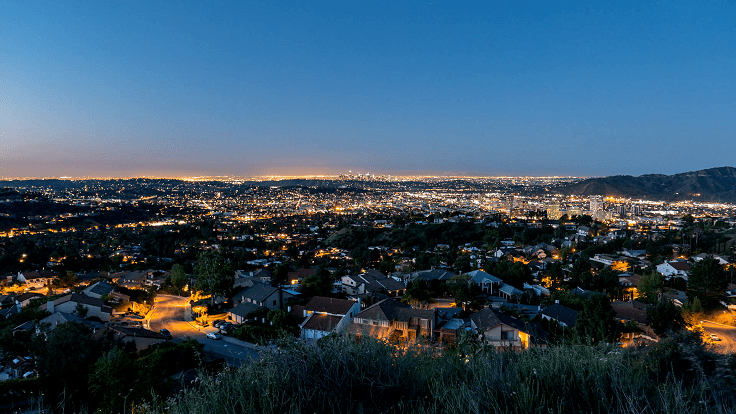 image is showing a Glendale view at night time