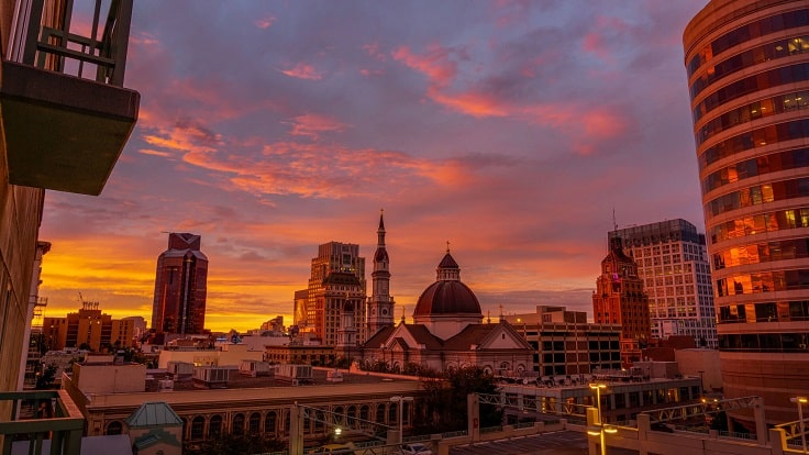 image is showing sacramento sunset view