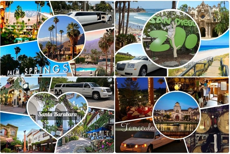 image is showing collage about limo services collages in San Diego