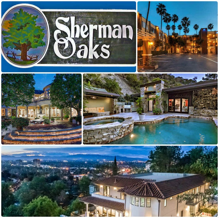 image is showing a collage about sherman oaks sign and sherman oaks views